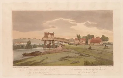 Eine Auswahl von zwanzig der malerischsten Ansichten in Paris: Die Wassermühle oberhalb der Brücke in Charenton