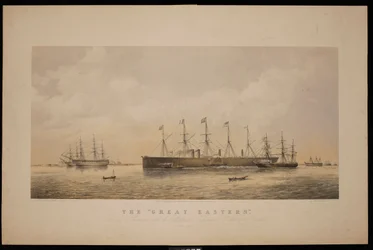 Die Great Eastern, verlässt Sheerness mit dem Atlantischen Telegraphenkabel an Bord, Juni 1866