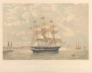 Das New Yorker und Londoner Paket-Schiff Victoria (Einlaufen in den New Yorker Hafen), ca. 1839-44