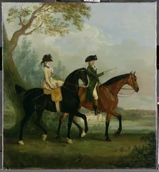 Die ehrenwerte Marcia Pitt reitet mit ihrem Bruder, dem ehrenwerten George Pitt (später 2. Lord Rivers) im Park von Stratfield Saye House, 1782