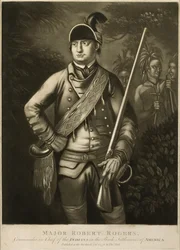 Major Robert Rogers, Oberbefehlshaber der Indianer in den Hinterland-Siedlungen Amerikas, ca. 1776