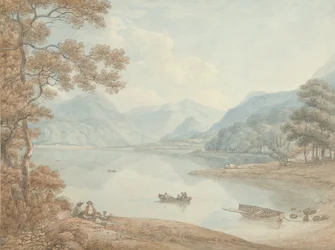Ansicht auf Derwent Water in Richtung Borrowdale (Cumberland)