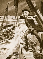 John Smeaton bei der Arbeit an seinem Eddystone-Leuchtturm