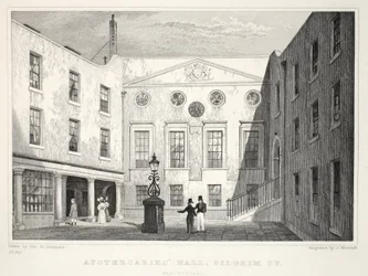 Apothekerhalle, aus London und seine Umgebung im neunzehnten Jahrhundert, veröffentlicht von Jones und Co., 1827-1829