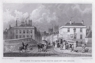 Eingang nach Bath, von der Südseite der Brücke (Stich)