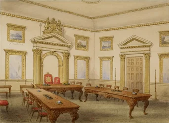 Der Direktoren-Sitzungssaal, East India House, Leadenhall Street, London, um 1820
