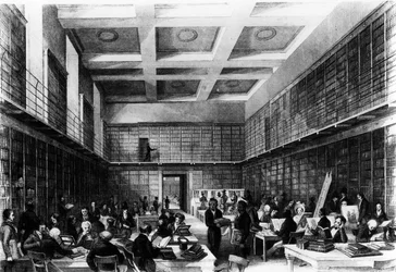 Der sechste Lesesaal des British Museum, veröffentlicht in 