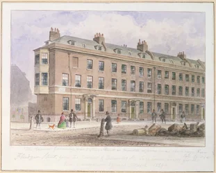 Blick auf die Fludyer Street in Richtung Parliament Street, 1859