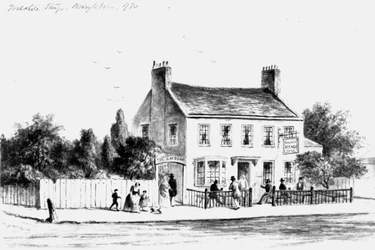 Ansicht des Yorkshire Stingo Gasthauses in Paddington, 1860-1859 (Zeichnung)
