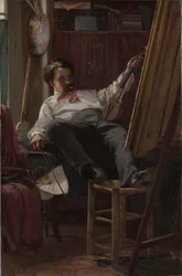 Selbstporträt des Künstlers in seinem Atelier