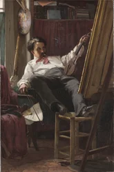 Selbstporträt des Künstlers in seinem Atelier