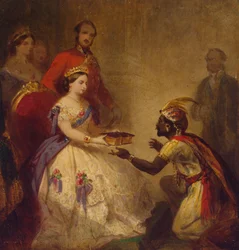 Königin Victoria überreicht einem afrikanischen Häuptling die Bibel (Das Geheimnis der Größe Englands)