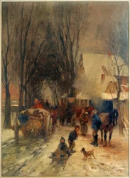 Dorfstraße im Winter