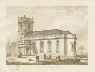 Shareshill Kirche: Sepia-Zeichnung, 1837