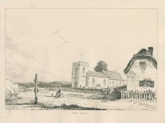 Stowe Kirche: Feder- und Tintenzeichnung