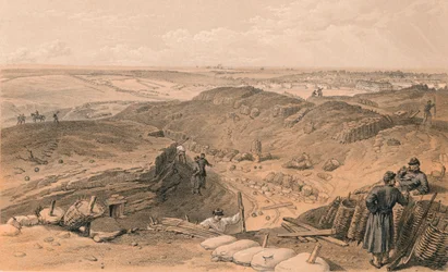 Graben von Malakoff, Batterie Gervais und Rückseite von Redan, 1856
