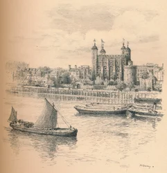 Der Tower of London von der Tower Bridge, 1902