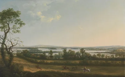 Lough Erne von Knock Ninney, mit Bellisle in der Ferne, County Fermanagh, Irland