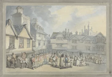 Eine Parade auf einem Marktplatz