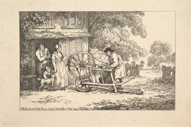 Ein reisender Messerschleifer an einer Hüttentür, 1787