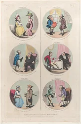 Karikaturmedaillons für Bildschirme &c: Ein Morgenbesucher, Ein Abendbesucher, Ein We..., 1. April 1800