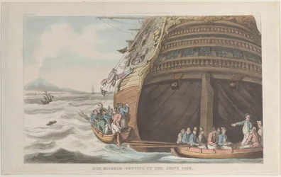 Don Michele steigt die Schiffsseite hinauf, aus Neapel und die Campagna Felice, 1. Juni 1815