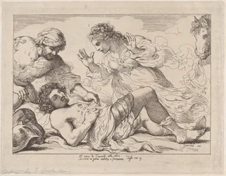 Erminia entdeckt den verwundeten Tancred aus Tasso, Gerusalemme Liberata, ca. 1790