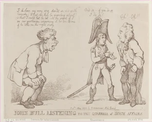 John Bull hört den Streitigkeiten der Staatsangelegenheiten zu, 1. Mai 1803