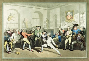 Mr H Angelos Fechtakademie, graviert von Charles Rosenberg, 1791