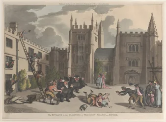 Der Eingang zu den Kreuzgängen am Magdalen College, Oxford, 31. Oktober 1811