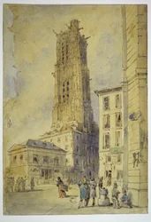 Der Tour Saint-Jacques vor seiner Freilegung im Jahr 1836