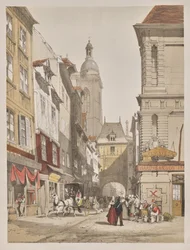 Malerische Architektur in Paris, Gent, Antwerpen, Rouen: Rue de la Crosse Horlogue, Rouen, Frankreich