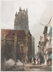 Malerische Architektur in Paris, Gent, Antwerpen, Rouen: St. Laurent, Rouen, Frankreich