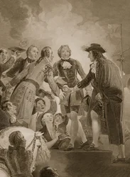 Die Landung von Wilhelm III. in Torbay, graviert von George Noble, Illustration aus David Humes 