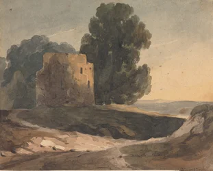 Landschaft mit Ruine eines Schlosses, Bäumen