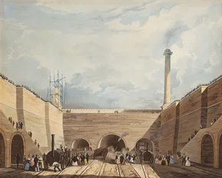 Eingang der Eisenbahn bei Edge Hill, Liverpool, graviert von H. Pyall, 1831