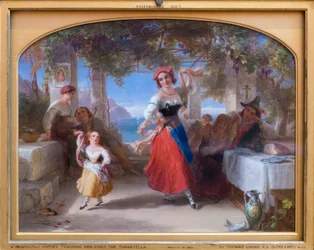 Eine italienische Mutter bringt ihrem Kind die Tarantella bei