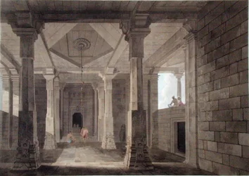 Teil des Inneren eines Hindutempels in Deo, in Bahar, Tafel VI aus 
