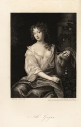 Nell Gwyn, Restaurationsschauspielerin, Geliebte des Earl of Rochester, langjährige Geliebte von König Karl II. von England