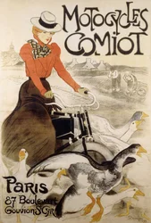 Ein Werbeplakat für "Motorräder Comiot", 1899