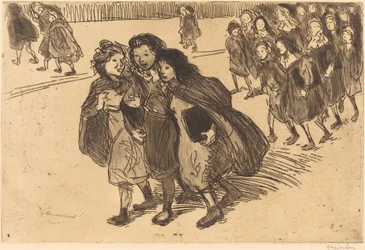 Mädchen kommen aus der Schule, 1911
