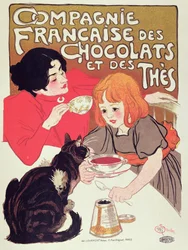 Plakat zur Werbung für die Compagnie Francaise des Chocolats et des Thes, ca. 1898 (Farblithografie)