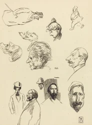 Studien von Figuren und Köpfen