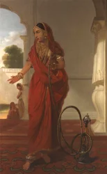 Eine Frau des Hofes in Faizabad, Indien
