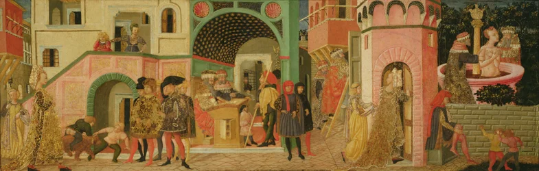 Die Geschichte von Susanna, Vorderseite einer Hochzeitstruhe, ca. 1450