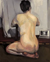 Nackte Frau mit Laptop