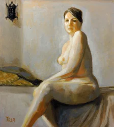Sitzende Aktfrau
