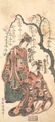 Szene aus dem Stück Keisei Kaneni Sakura, 1756