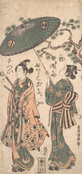 Der Schauspieler Arashi Otohachi als junger Samurai in Frauenkleidern, ca. 1756