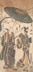 Der Schauspieler Nakamura Kumetaro I als Oiran, ca. 1756